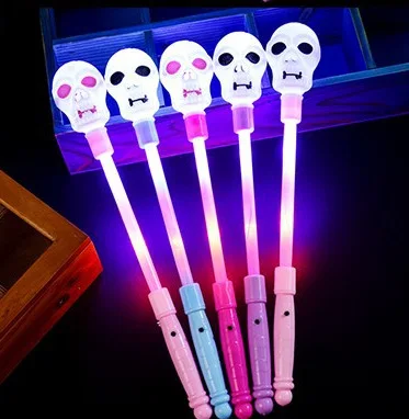 Halloween Spring Flash Stick Creative Skull Pumpkin Flash Stick Halloween Party Dress Up Props Magic Wand Light-emitting Toys