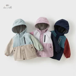 Dave Bella Children Boys Girls Tops Outerwear 2024 Winter New Fashion Thicken Hooded Zipper Kids Overcoat Outdoor Warm DB4242807