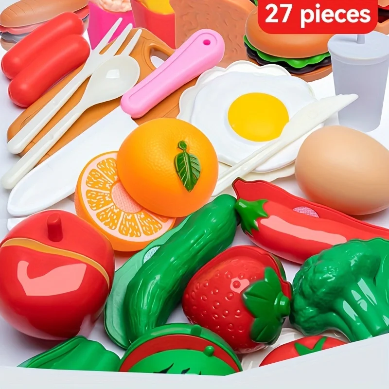 ¡Nuevo! Juego de corte de cocina para niños, juguetes de comida, juguetes de corte de frutas y verduras para niños pequeños, regalos de cumpleaños para niños y niñas