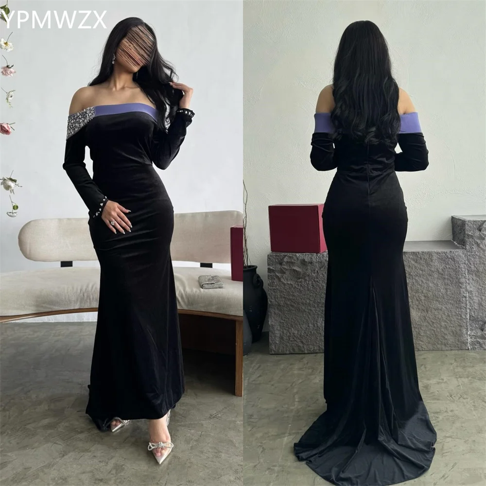 Customized Prom Gown Formal Evening Dress YPMWZX Off-the-shoulder Mermaid Floor Length Skirts Bead Bespoke Occasion Dresses Wome