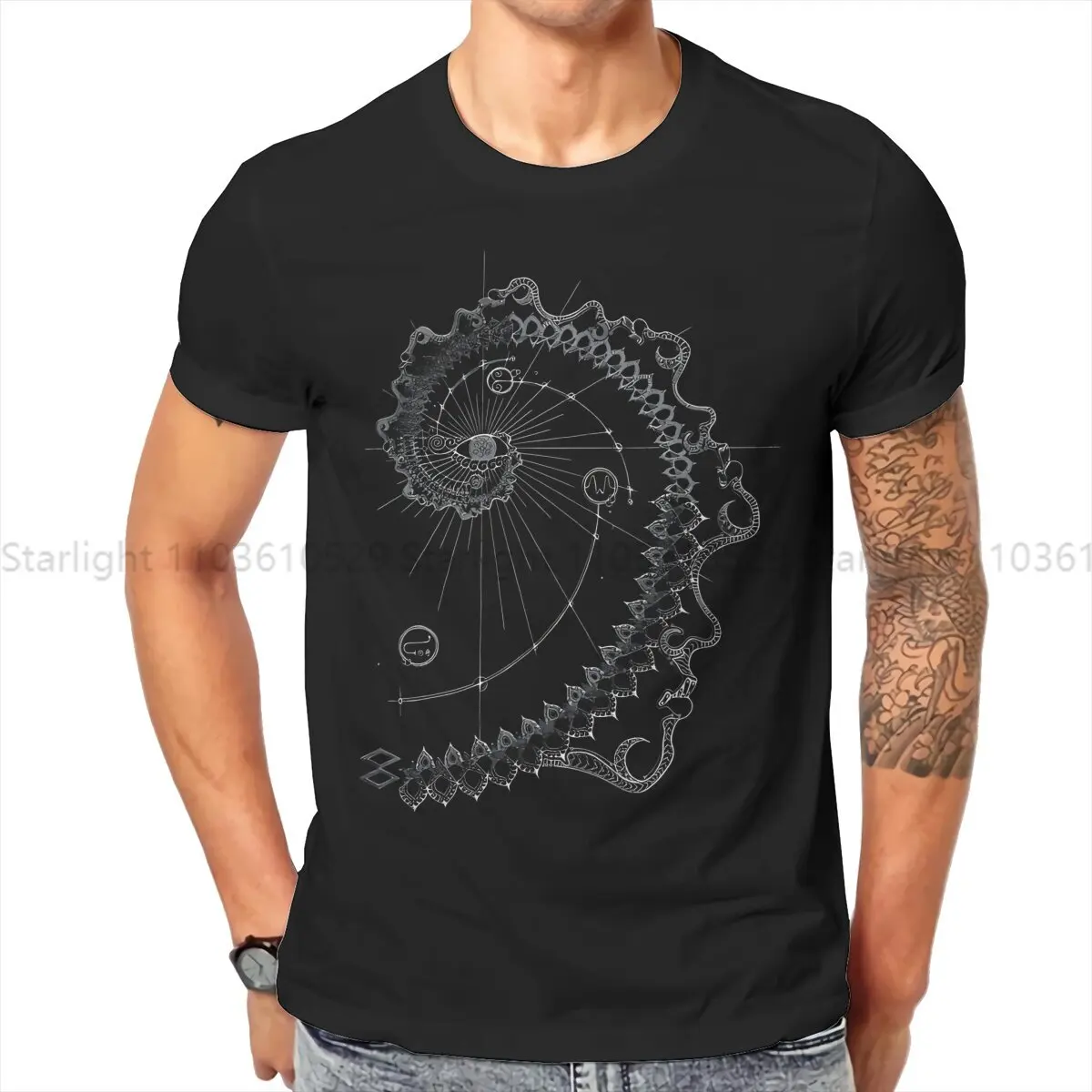 Fibonacci Sequence Golden Ratio Newest TShirt for Men Fractal Of A Multitude Of Spiralling Faces T Shirt Gift Streetwear