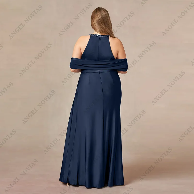 Customized Plus Size Navy Blue Mother of Bride Dresses 2025 with Sash Wedding Party Dress vestidos de fiestas elegantes mujer