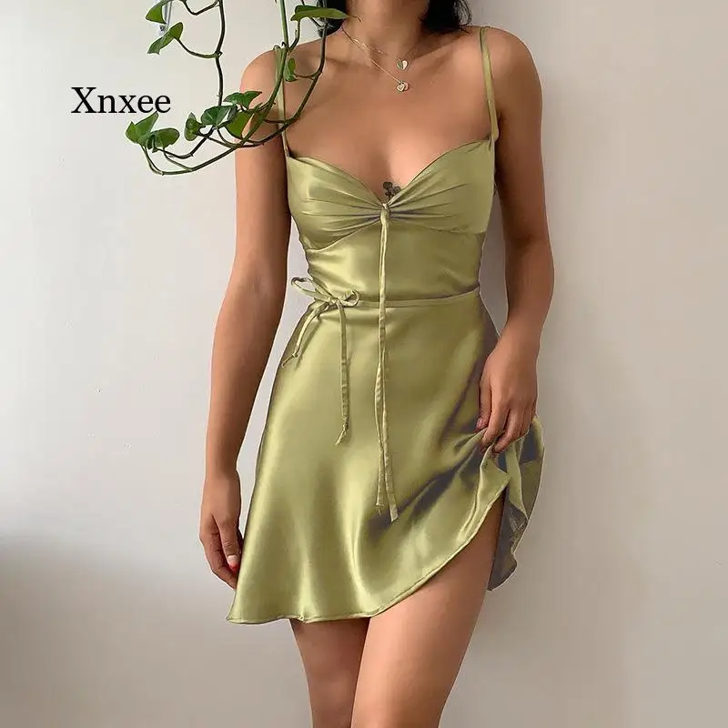 

Women Elegant Light Mature Dress Low-Cut Suspender Skirt Temperament Evening Dress Strap Dress 2022 Summer Clothes Vestidos