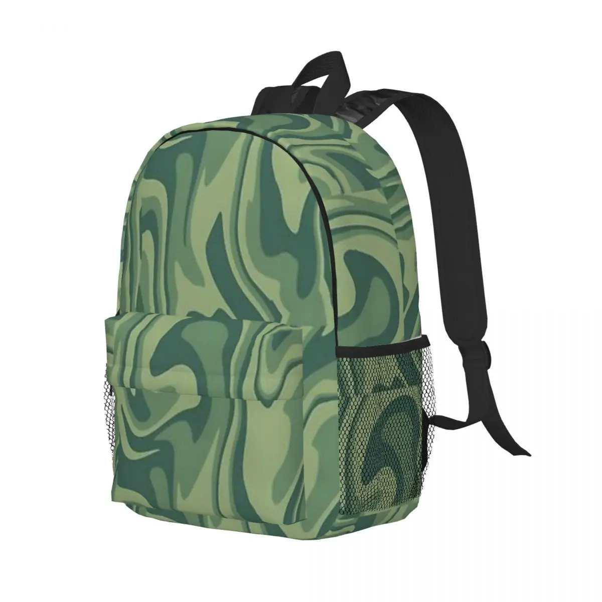 Aesthetic Green Swirl Fashion Kids Backpack Women Teenagers Schoolbags Travel Laptop Backpack