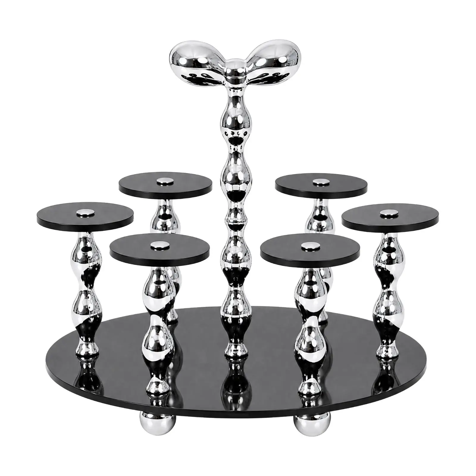 Acrylic Cup Organizer Rack with Stable Round Base Chrome Trim for Kitchen Countertop Glassware Storage