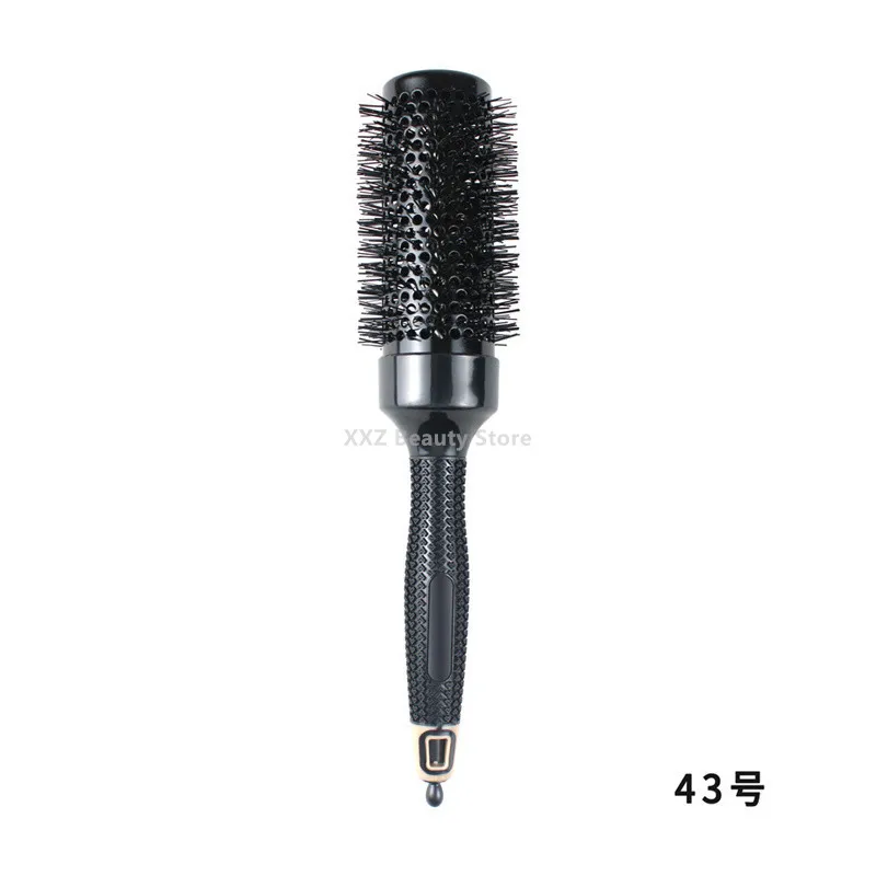 Professionelle 1/6-teilige Rundbürste mit Schwarzen Wildschweinborsten, Antistatische Friseur-Haarbürste für Salon-Styling – Detail 7