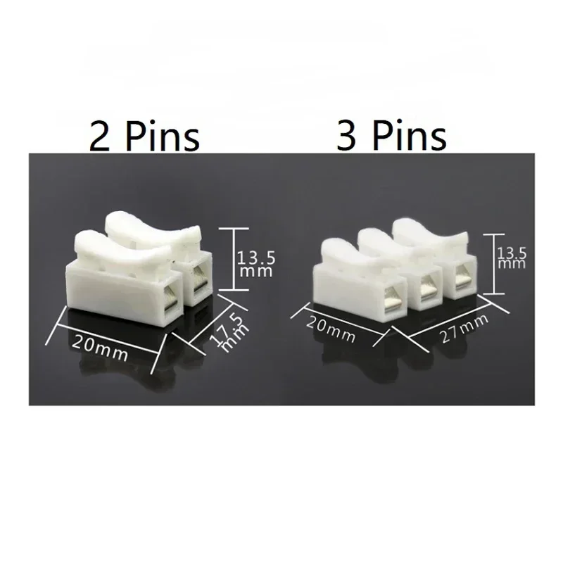 CH2/CH3 Push Quick Splice Wire Connector High Pressure Resistant 2pin 3pin 10A 220V White Cable Wiring Terminal