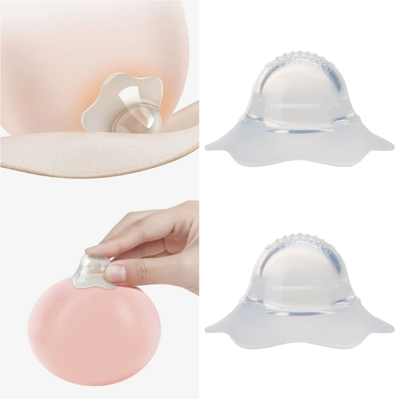 2Pcs/Pair for Nano Silver Silicone Nipple Corrector Petal-Shaped Extractor Wearable Invagination Ceiling Flat