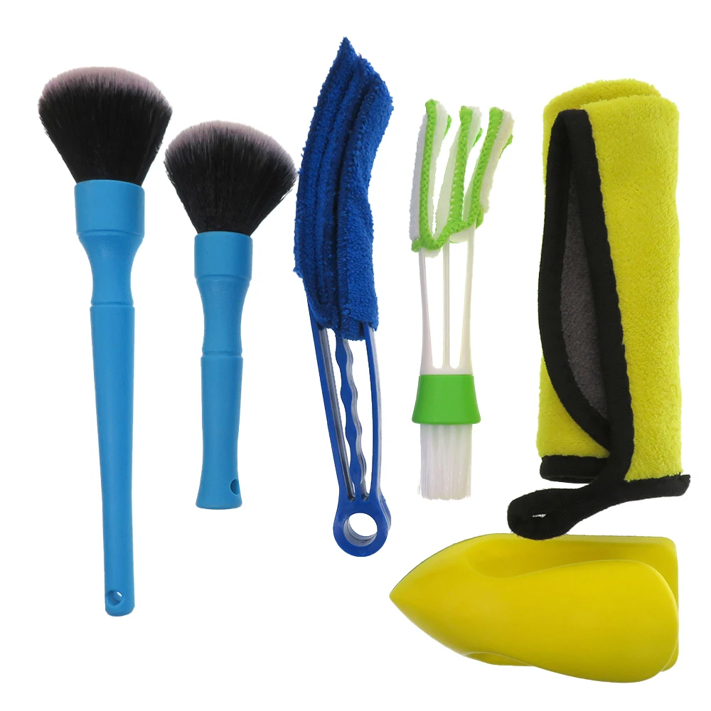 Car Interior Cleaning Tool Set 6-Piece Gap Brush Details Towel Manual Cleaning Block For Car Seat Air Conditioner Cleaning