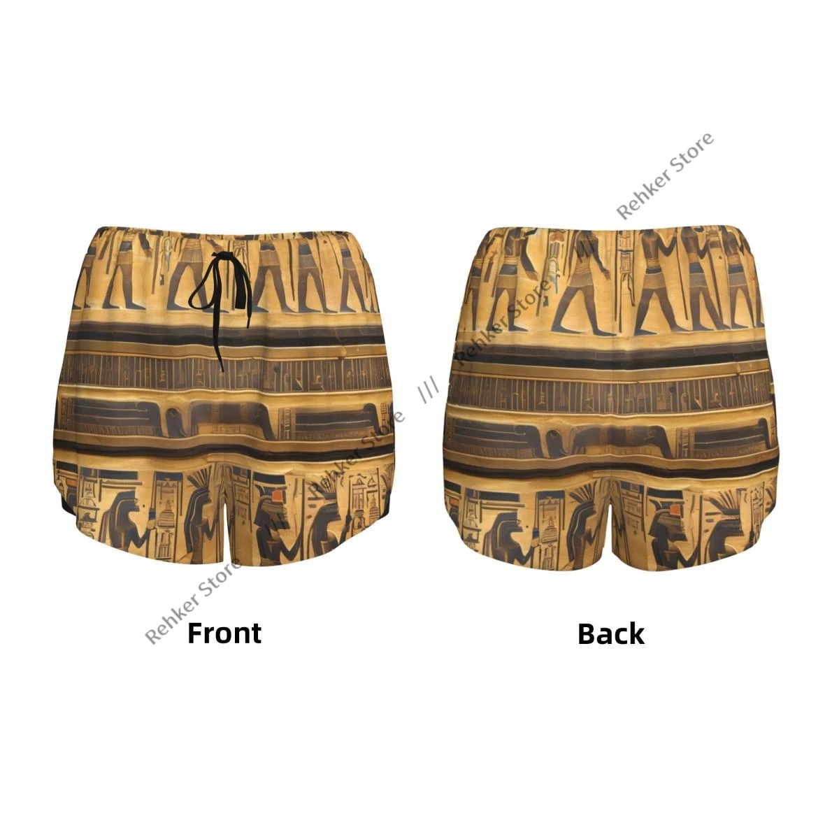 شورت رياضي نسائي من الهيروغليفية المصرية بطبقات مزدوجة سريع الجفاف للترفيه في الهواء الطلق والجري واللياقة البدنية والتمارين الرياضية #5