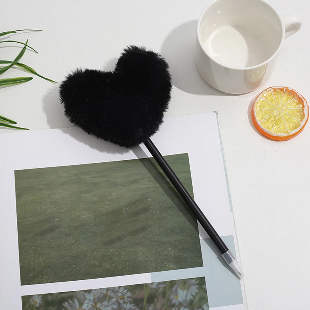 

7pcs Colorful Heart Ballpoint Pens Pompom Design Ergonomic Writing Pen For School Office Decorative Pens Kids Girls Student