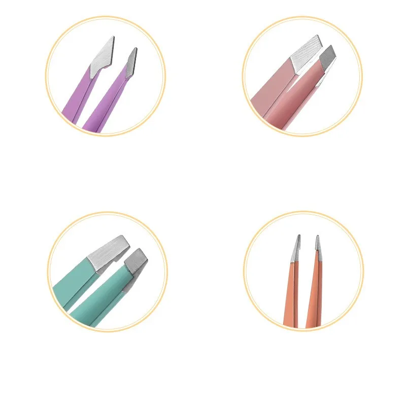 4/10pcs Stainless Steel Eyebrow Tweezers Precision Slanted Tip Point Face Angle Pointed Tip Beauty Tools Hair Removal Make Up