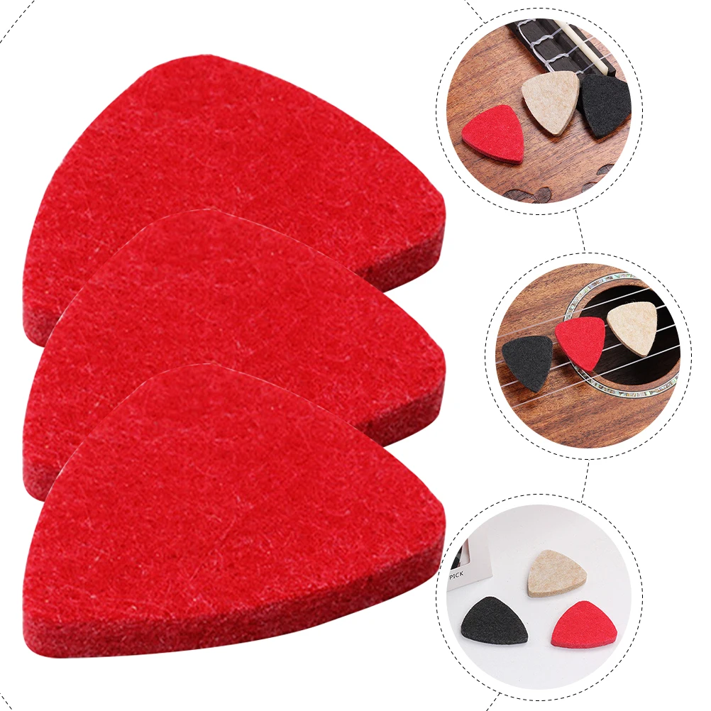 

3 Pcs Wool Felt Guitar Picks Lightweight Portable Practice Practical Replacement Plectrums Safe Unique Design Easy Hold Good