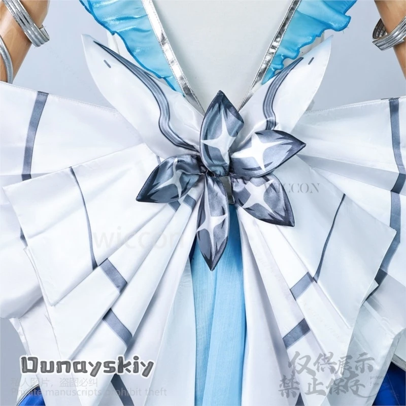 Shorekeeper 코스프레 애니메이션 게임 Wuthering Waves 의상 워터 컬러 Y2K 나비 공주 드레스 불규칙한 레이스 맞춤형