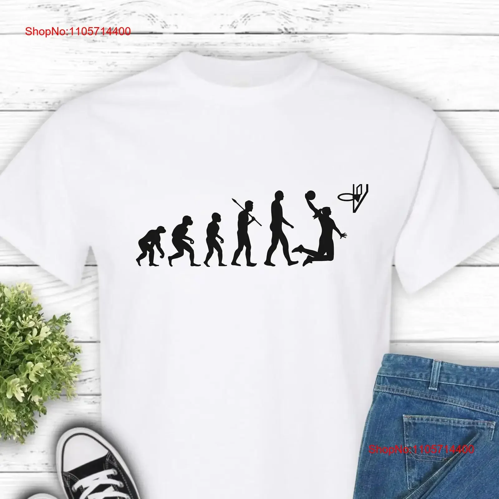 T-shirt Femme 'Evolution' pour l'Autonomisation, Motif Joueur de Basketball, Vintage, Délavé, Extensible, Respirant, Tendance