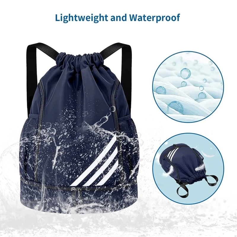 Outdoor Sports Backpacks Soccer Drawstring Bag Gym Backpack Travel Hiking Draw String Back Bag Multi-Pocket Waterproof