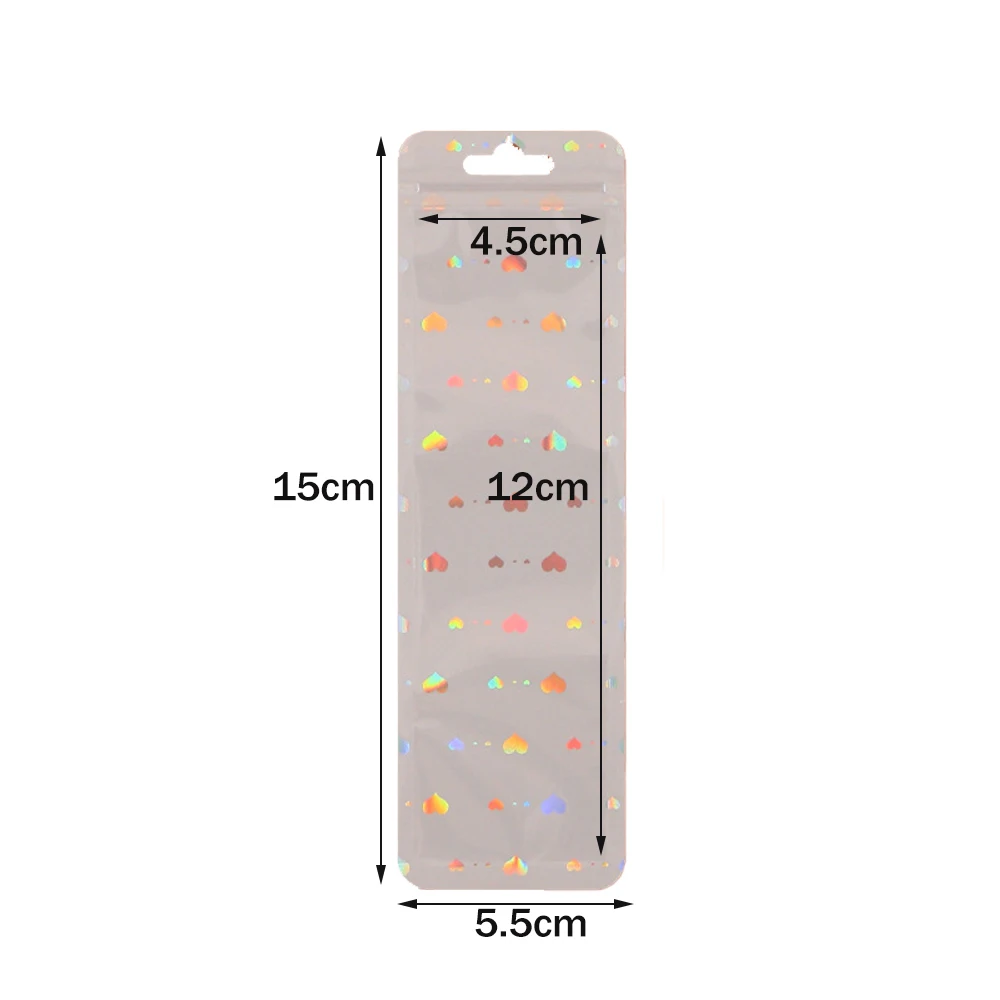 50 stücke Lange Holographische Verpackung Taschen Ziplock Laser Seal Beutel Für Party Nagel Wimpern Bevorzugung Lebensmittel Lagerung Schmuck Display Versorgung