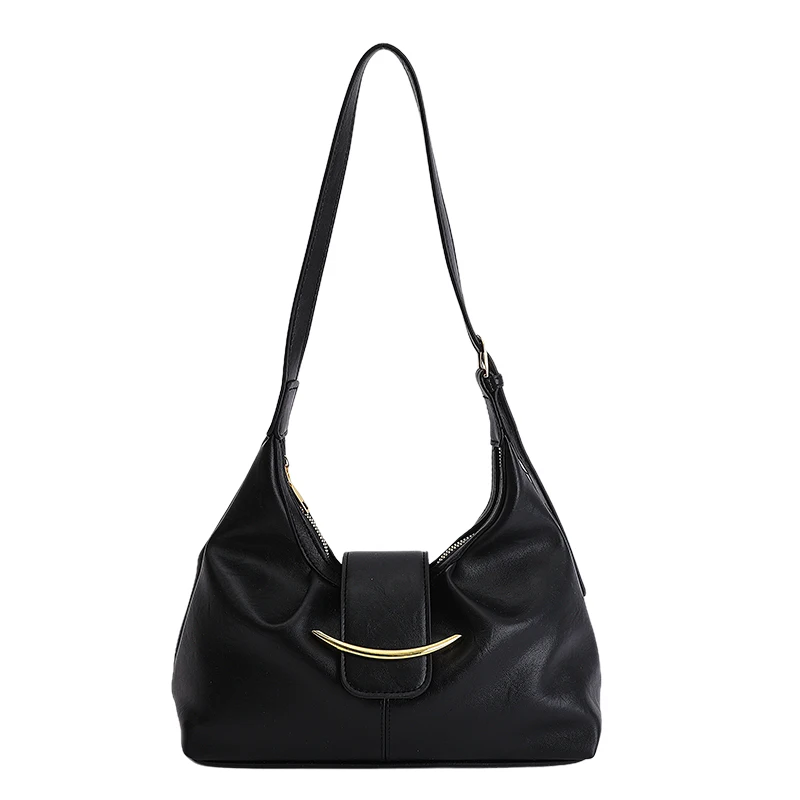 

2026 Simple Solid Color Single Shoulder Bag Large Capacity Fashionable Pleated Pu Leather Underarm Bag New Daily Commuter