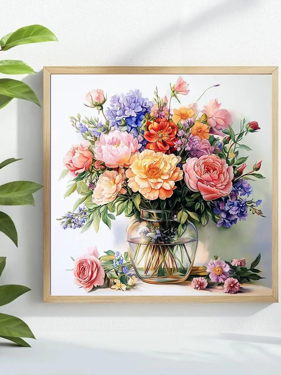 1 Stück 40X40CM/15,74 Zoll Schönes Blumen-Kreuzstich-Set DIY-Kit 11CT/14CT Öko-Baumwollfaden Vollstickerei als Geschenk – Detail 1
