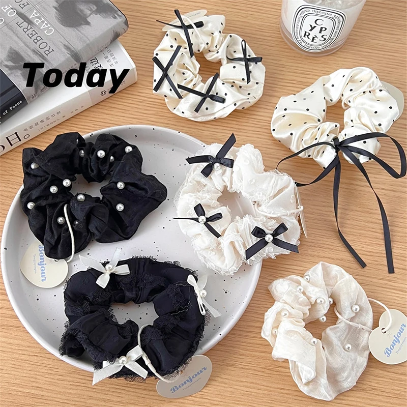 Fashion Trendy Bow Scrunchies For Women Girls Elastic Ponytail Holder Headbands Sweet Hair Bands Exquisite Hair Accessories