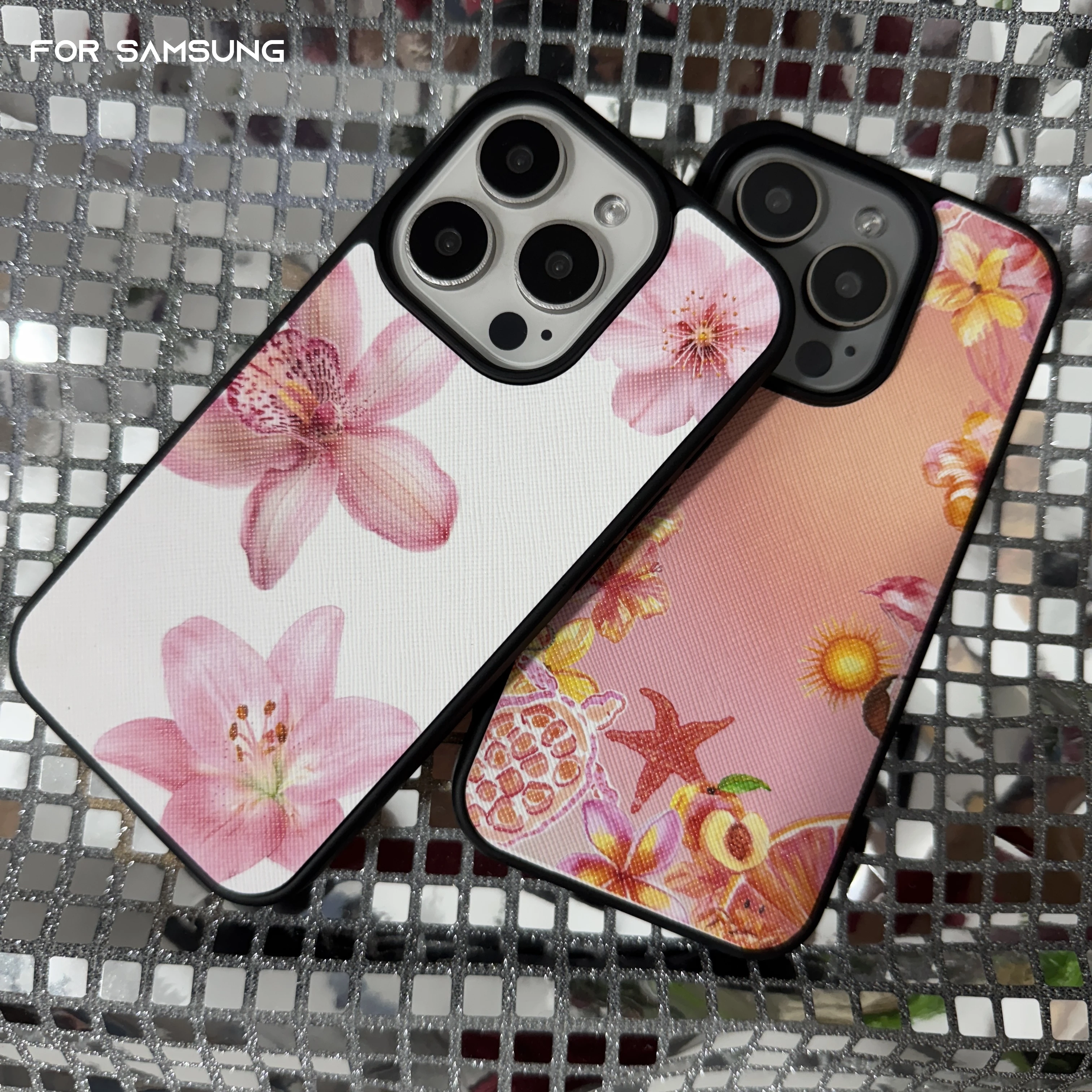 Schöne Blume Kreuz Leder Handyhülle für Samsung Galaxy S25 24 23 Ultra Plus Cover Luxus Anti Drop Funda süße Hüllen Carcasa