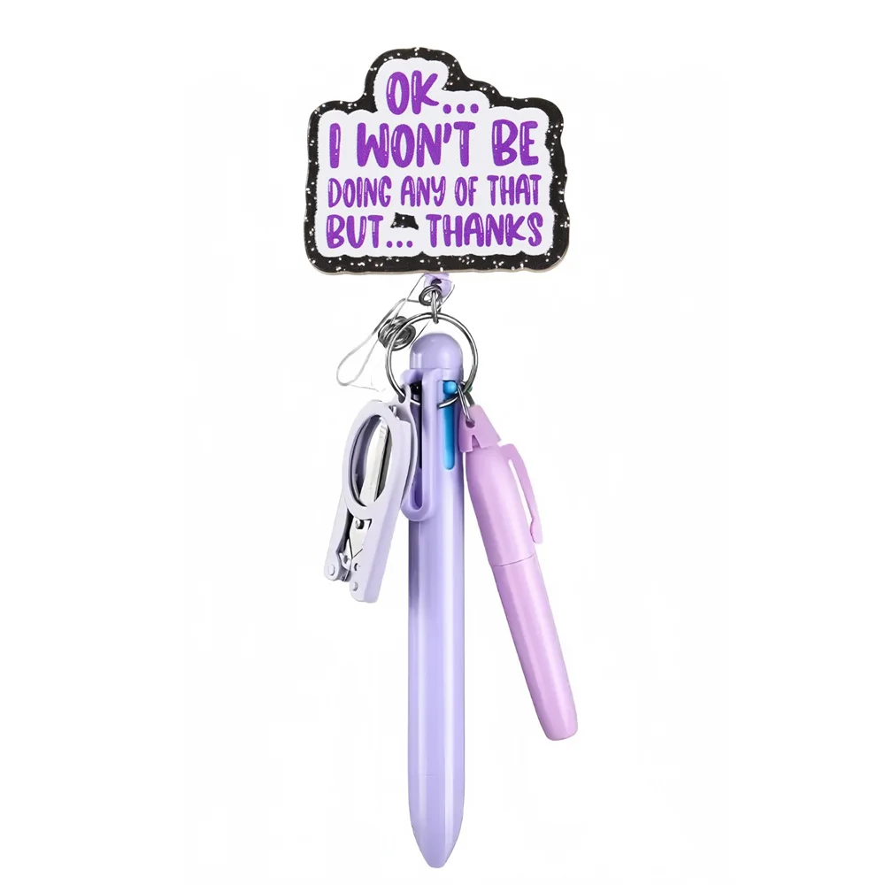 1 قطعة 5 في 1 شارة كليب قلم حبر جاف هيغليغتر للطي مقص ممرضة أقلام مجموعة للأعمال مكتب طالب طبيب ممرضة إلخ