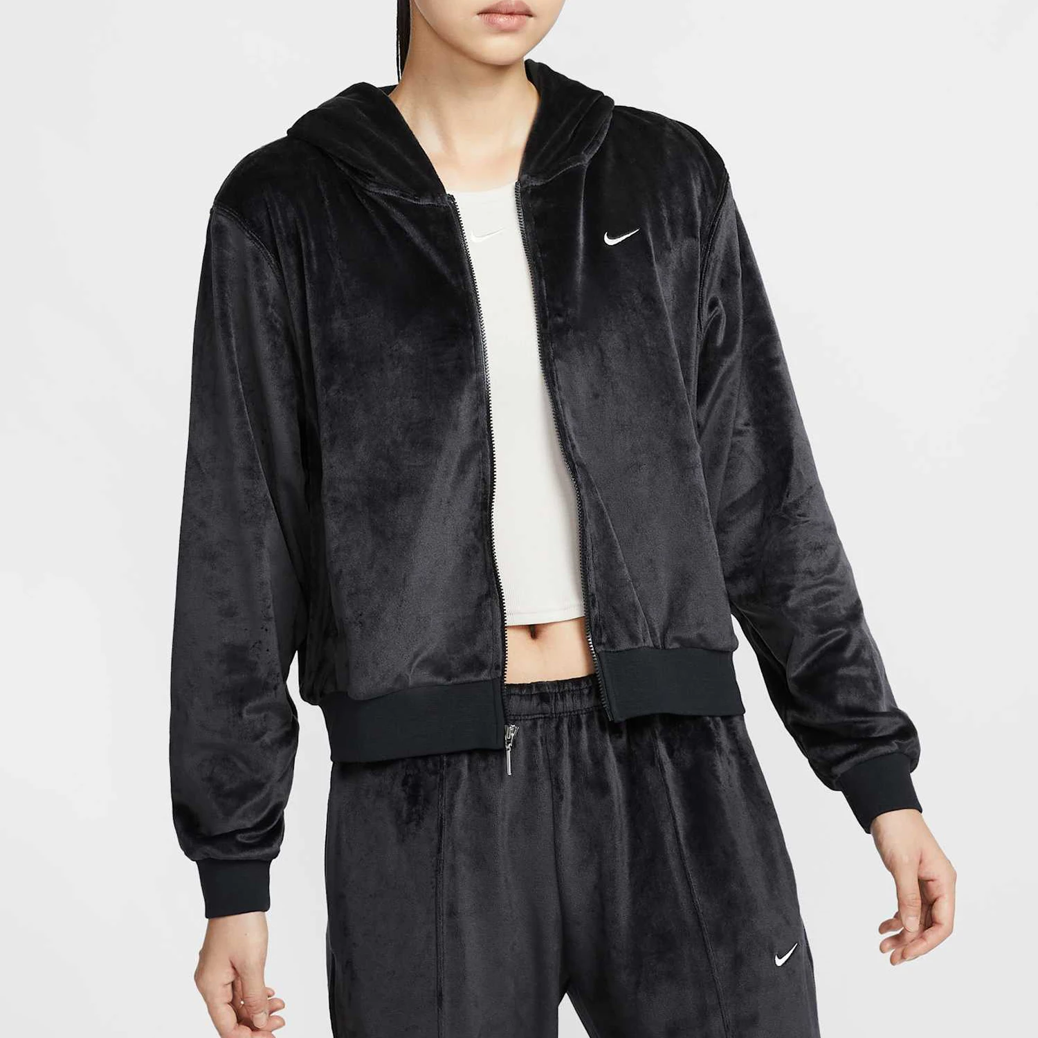 

Nike Official Genuine New Women's Loose Fleece Hooded Short Velvet Jacket HJ0958-010