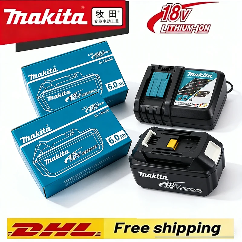 

100% оригинальный аккумулятор Makita 18V 6.0Ah, для электроинструментов Makita BL1830, BL1830B, BL1840, BL1840B, BL1850, BL1860B.