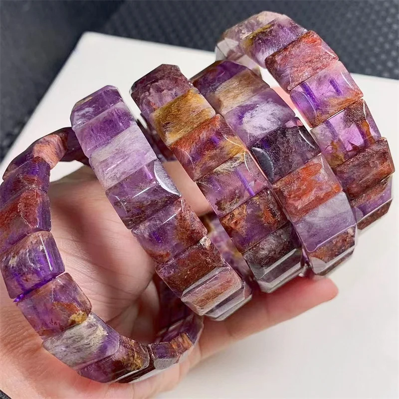 Natural Purple Garden Quartz Bangle Handmade Crystal Quartz Jewelry Stretch Bangle Children Birthday Gift 1pcs