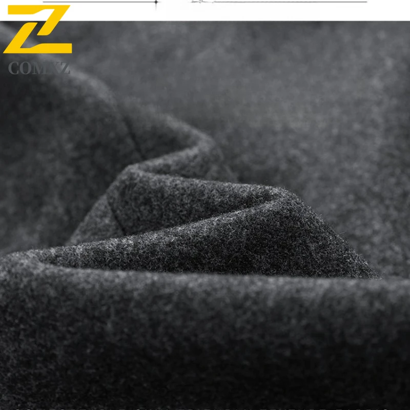 COMXZ Long Wool Overcoat Men Korean Style Autumn Winter Fleece Lined Thickened Woolen Trench Casual Travel Windproof Garment