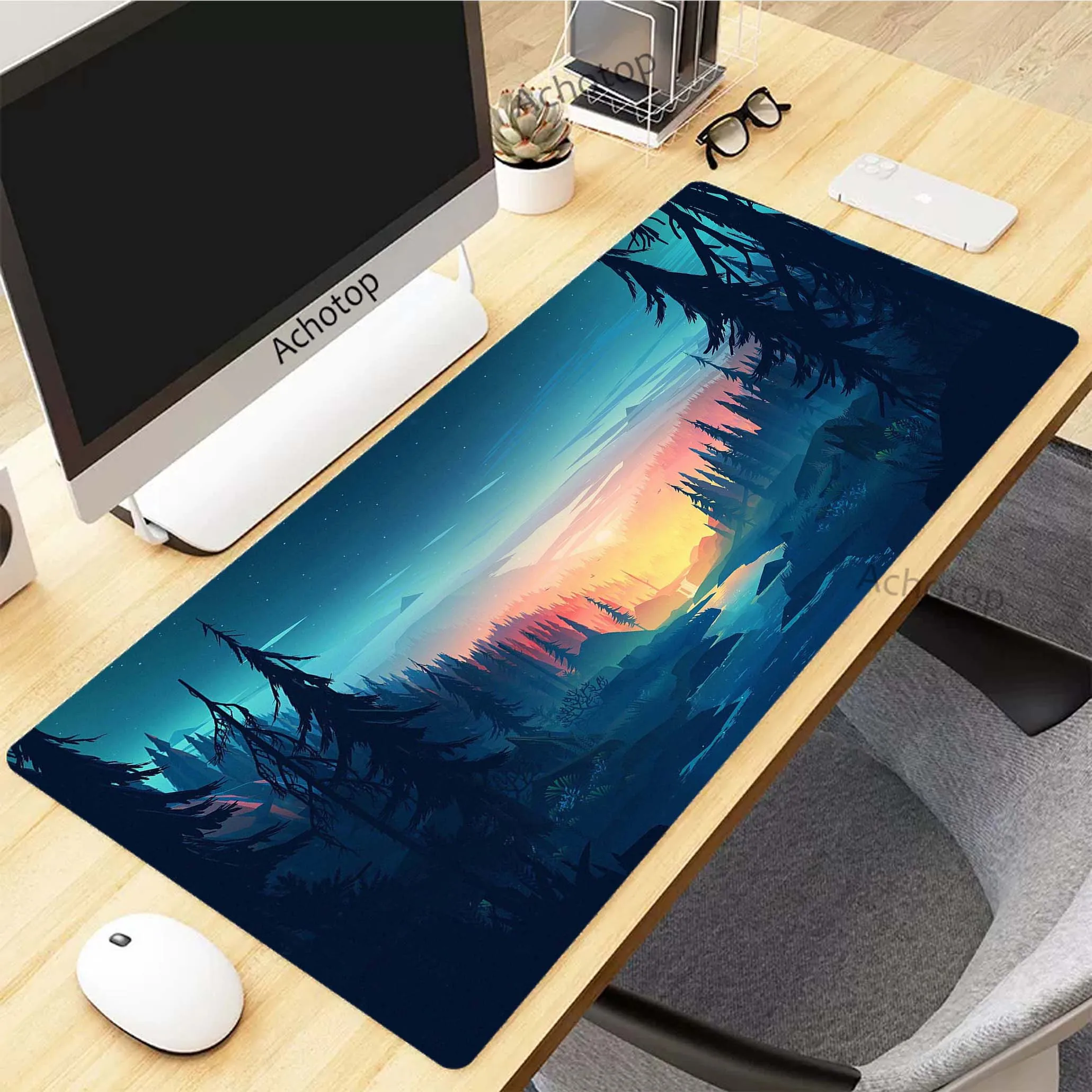 Firewatch Sunset forest Gaming Mousepad Pc 90x40cm XXL Mouse Pad Mousemat Non-slip Rubber Pads Big Desk Mat Keyboard Pads