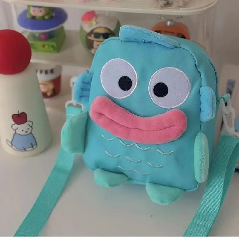 Kawaii Hangyodon Cartoon New Backpack Funny and Adorable Plush Messenger Bag Portable Mobile Phone Cosmetic Bag Gift ﻿