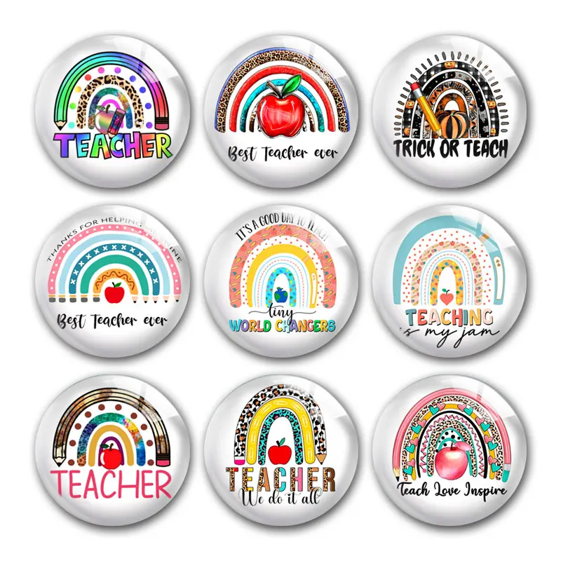 Best Teacher Ever Trick Or Teach To School Round Photo Glass Cabochon Demo Flat Back DIY Jewelry Making Supplies Snap Button