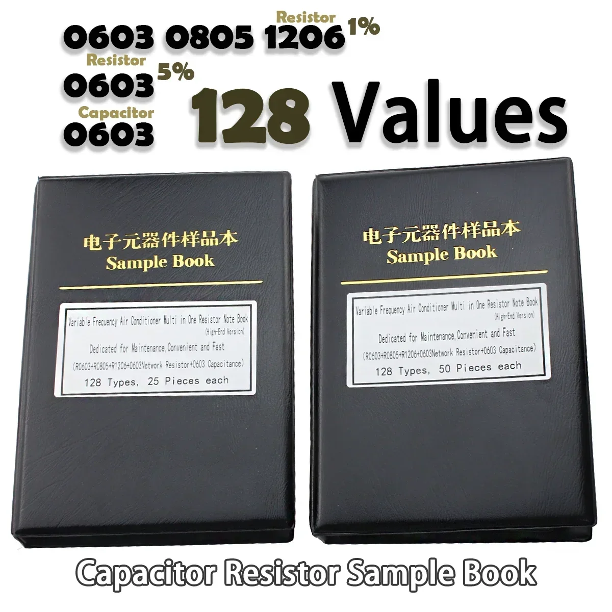 

Комплект резисторов Книга SMD 0603 Конденсатор 102 104 Ассортиментный комплект 0805 1206 1% 5% 128 значений 0R-10M Smd DIY Образец книги «пять в одном»