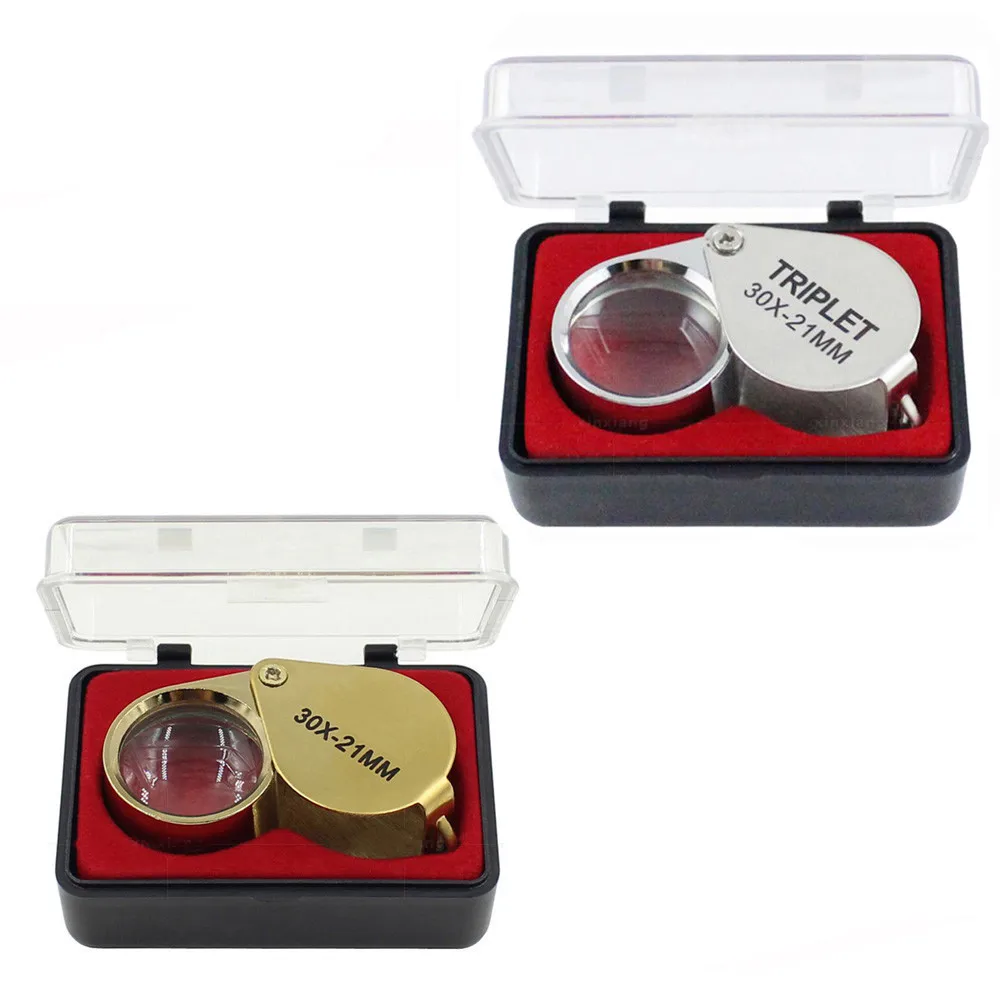 30 x 21mm Pocket Jewellers Glass Magnifying Magnifier Jeweler Eye Jewelry, Lens Triplet Glass Diamond Jewelers Eye Tools