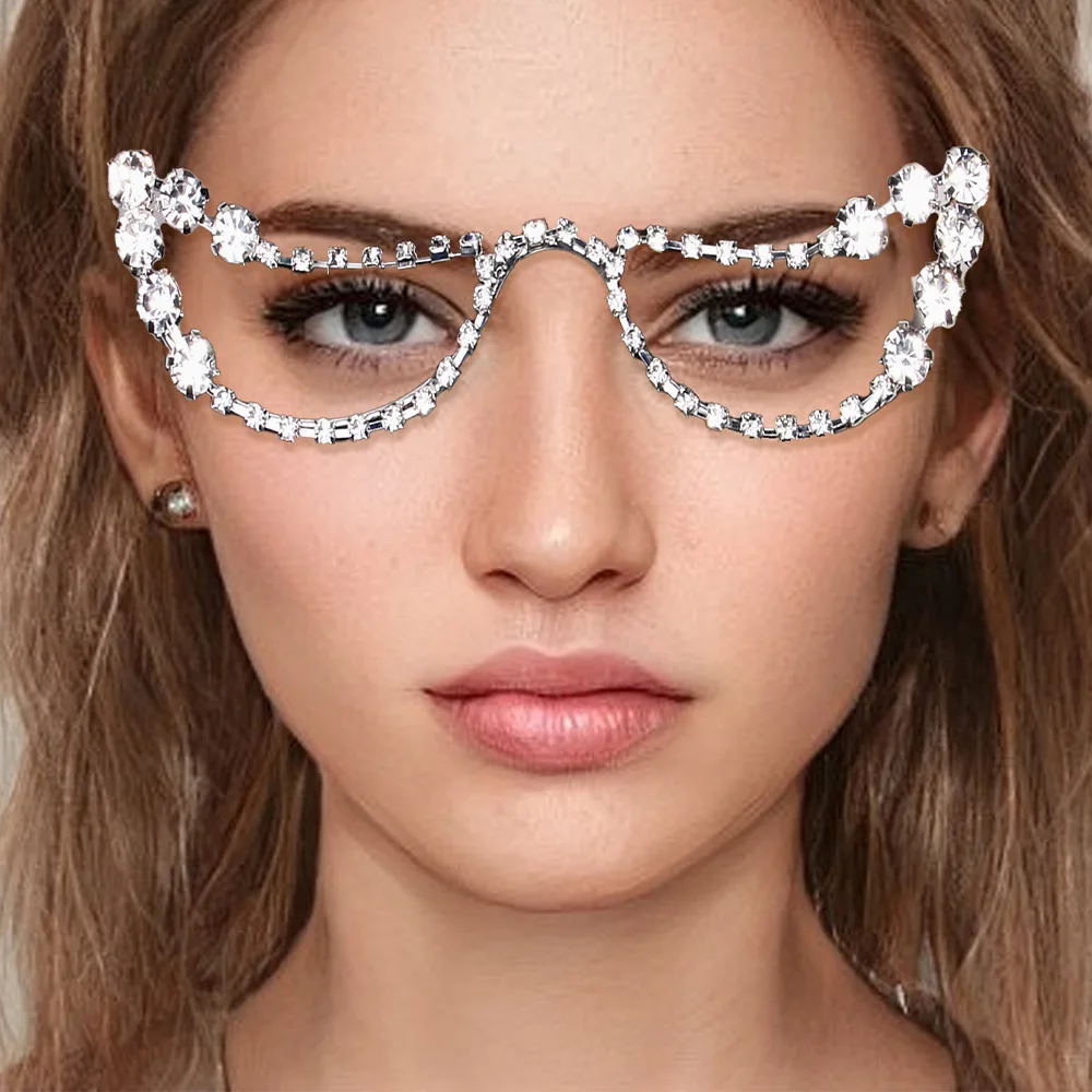 Stonefans New Rhinestone Glasses Frames Luxury Designer Good Quality Eyewear Handmade Prescription Vintage Face Jewelry Glitter