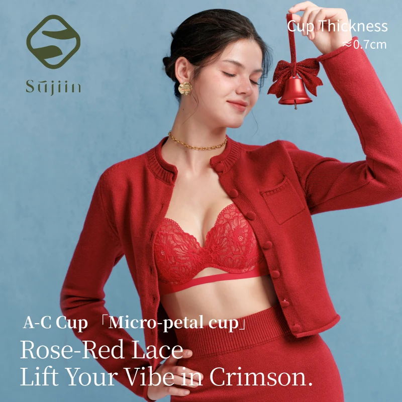 SUJIIN Sexy Lace Bra for Small Chest Women Wireless Push Up Bras Female Summer Thin Comfortable Bralettes Lady Lingerie MX325