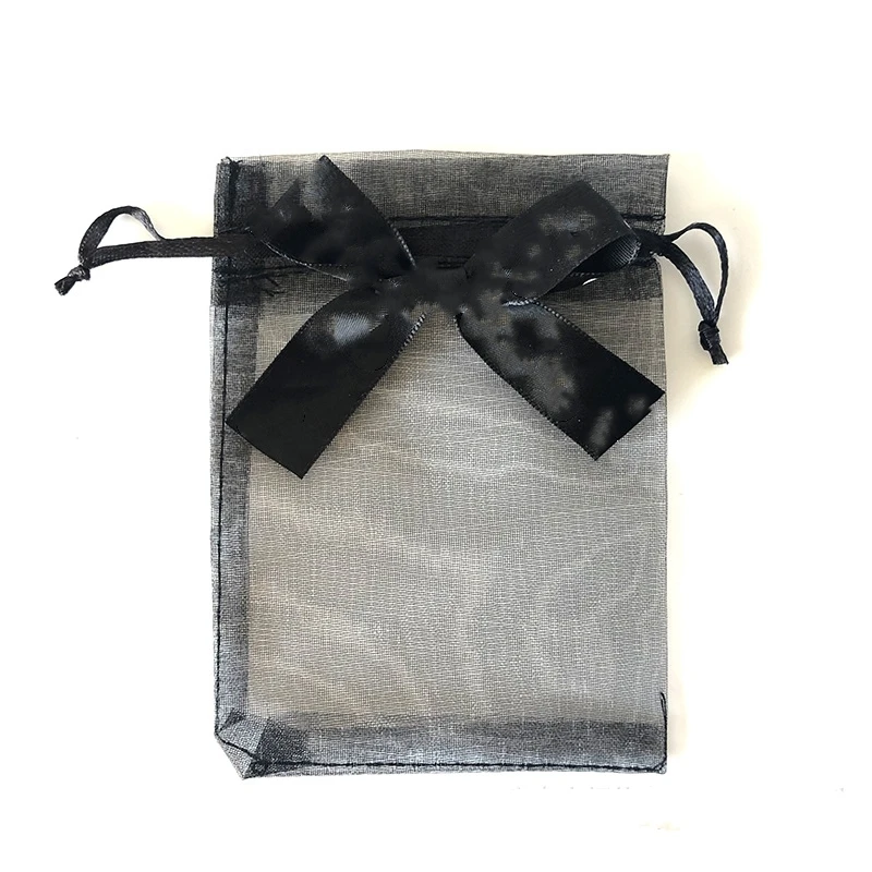 10pcs Bow Knot Mesh Organza Bags with Drawstring For Jewelry Packaging Wedding Party Christmas Candy Gift Favor Storage Pouch