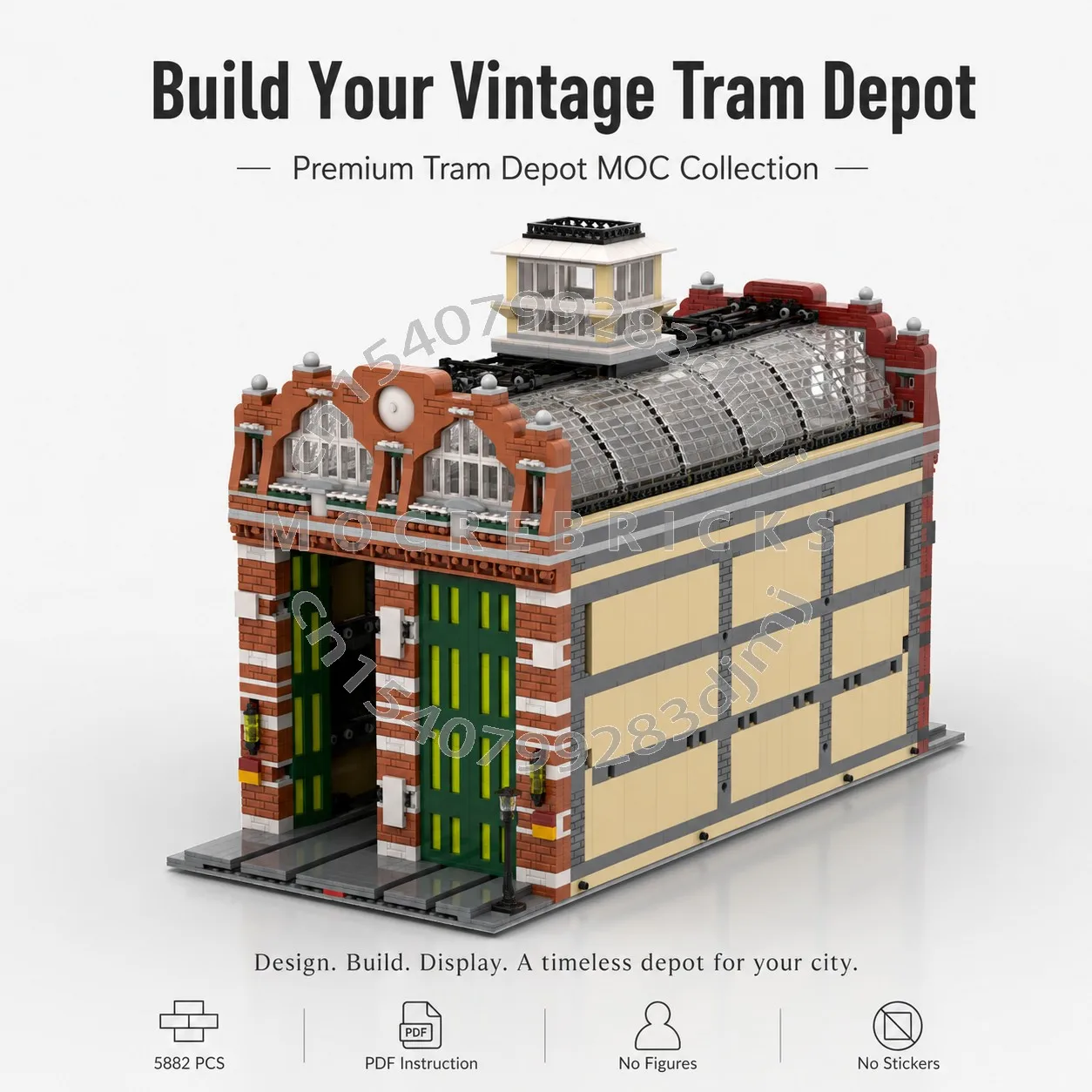 MOC City Architecture Tram Depot Building Blocks 5886PCS Modular Street View Station Bricks Model DIY Toys Gift For Adults
