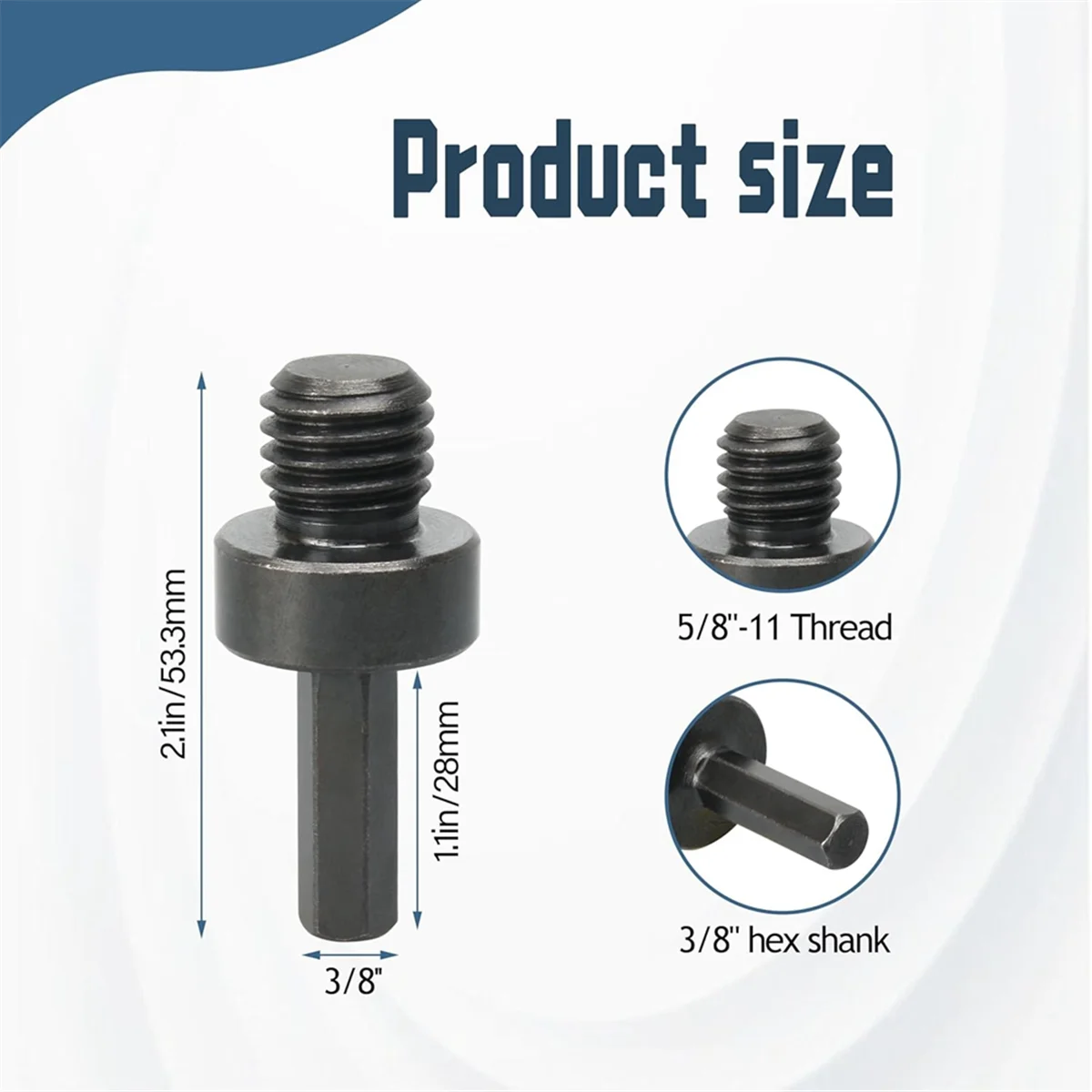

A002 1 Pack Core Drill Bit Adapter 5/8Inch-11 Thread Male to 3/8Inch Hex Shank