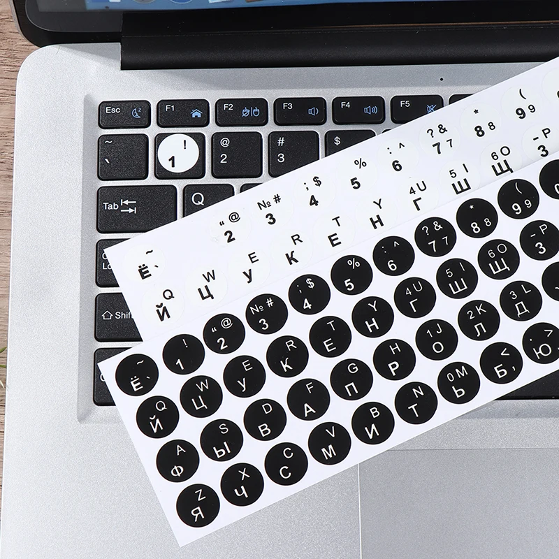 1Pc 2 Colors Keyboard Sticker Russian Smooth Round Language Protective Film Layout Button Letters PC Laptop Accessories