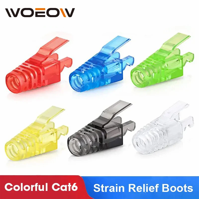 WoeoW kolorowe RJ45 CAT6 złącze reliefowe do standardowego złącza przewód LAN kabel Ethernet CAT6 osłona buta