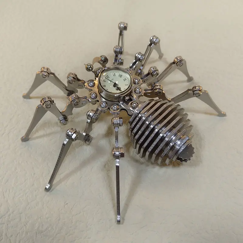 metal-3d-time-spider-model-kit-stainless-vertical-saw-diy-handmade-assembly-detachable-toys-mechanical-insect-ornament-crafts