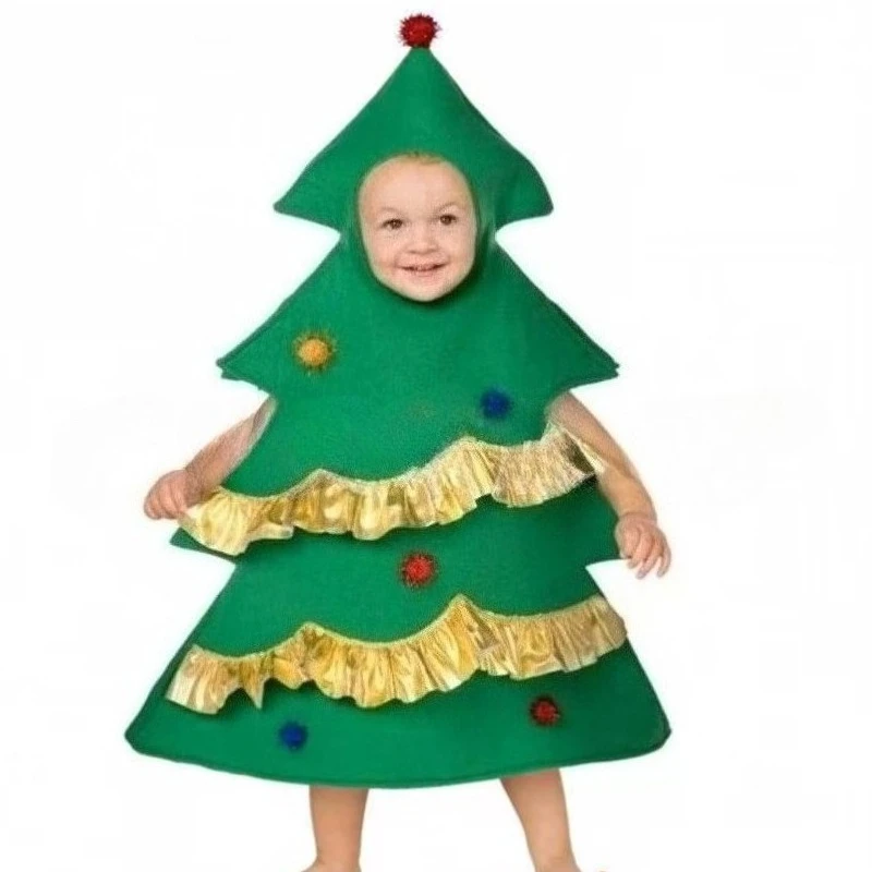 

Kids Christmas Tree Costume Green Hoodie/Jumpsuit Cosplay Costume for Toddler Cosplay Party Holiday Outfit