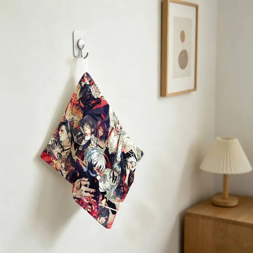 Anime Tokyo Ghoul Household Hanging Towel, Polyester Cotton Hand Wiping Towel, Sturdy For Bathroom Bedroom