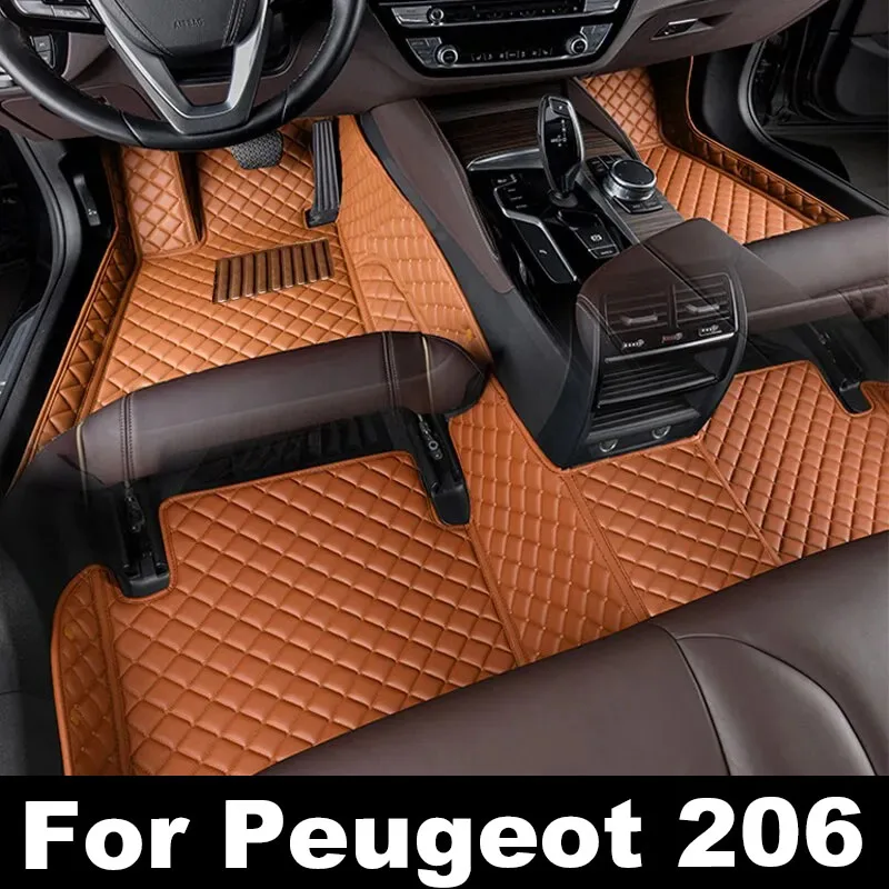 Car Floor Mats For Peugeot 206 206+ 1998~2013 Carpets Rugs Luxury Leather Mat Interior Parts Car Accessories 1999 2000 2001 2002