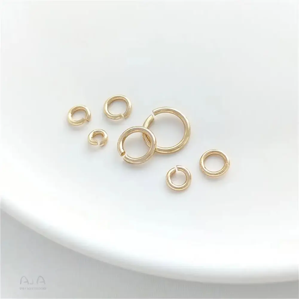 

Coarse 14K gold wrapped rough open loop handmade single loop bracelet necklace connection ring jewelry material accessories