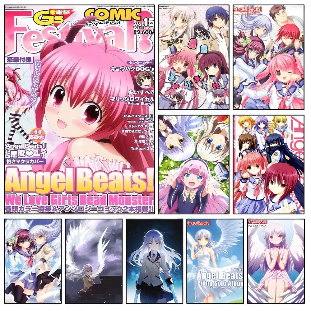 Anime Angel Beats Afterlife Yuzuru Poster Waterproof HD Modern Peel And Stick Wall Decor Bedroom Living Room Dorm Office