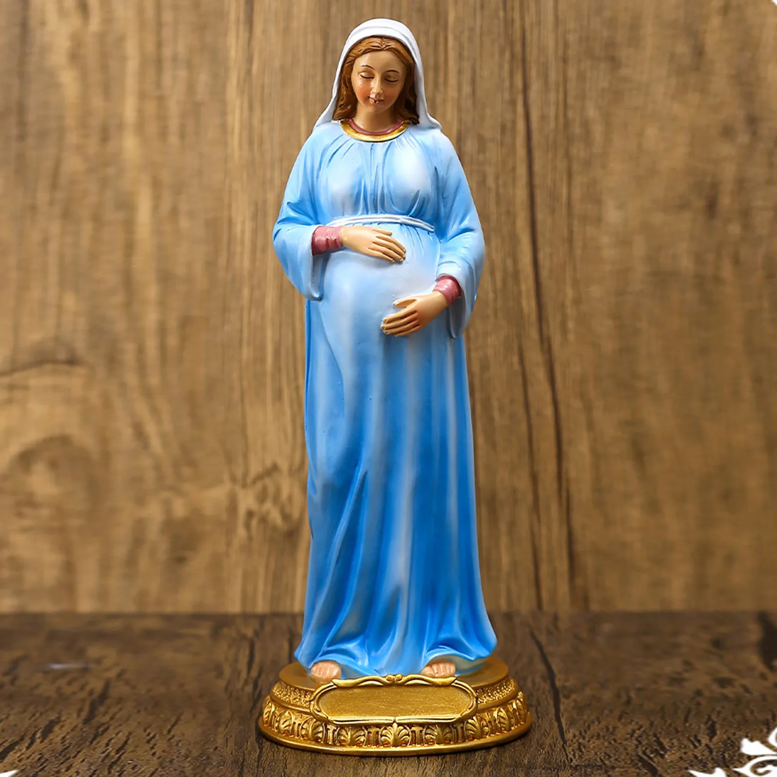Pregnant Virgin Mary Sculpture Catholic Religious Resin Crafts Virgin Mary Pregnancy Souvenir Ornaments Statues For Garden Home