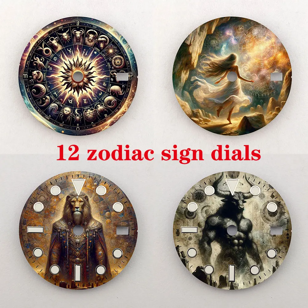 28.5mm 12 Constellation 2NH35 Creative Color-Printed Dial Series Suitable for NH35/36 Movement Watch Accessory